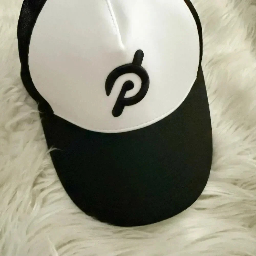 PELOTON | White Black Adjustable Mesh Trucker Hat Cap Polyester Spandex | OS